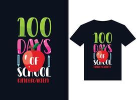 100 Tage Schulkindergarten-Illustrationen für druckfertige T-Shirt-Gestaltung vektor