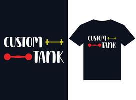 benutzerdefinierte Tankillustrationen für druckfertige T-Shirt-Designs vektor