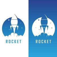 Weltraumraketen-Logo und Vektor mit Slogan-Vorlage