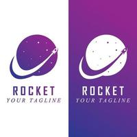 Weltraumraketen-Logo und Vektor mit Slogan-Vorlage