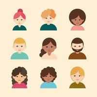 uppsättning olika människor avatar ikoner vektor