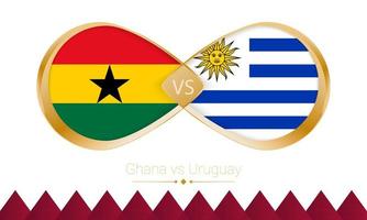 ghana versus uruguay goldene ikone für das fußballspiel 2022. vektor