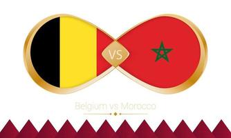 belgien gegen marokko goldene ikone für das fußballspiel 2022. vektor