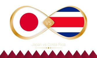 japan gegen costa rica goldene ikone für das fußballspiel 2022. vektor