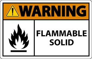 Warnung vor Gefahrenzeichen brennbarer Feststoff auf weißem Hintergrund vektor