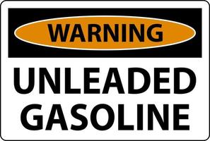 varning tecken blyfri bensin på vit bakgrund vektor