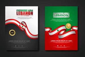 set poster design libanon unabhängigkeitstag hintergrundvorlage vektor