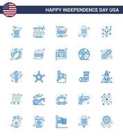 uppsättning av 25 USA dag ikoner amerikan symboler oberoende dag tecken för polis bricka kasino grädde is grädde redigerbar USA dag vektor design element