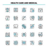 25 Gesundheitswesen und Medizin Schwarz-Blau-Icon-Set kreatives Icon-Design und Logo-Vorlage kreativer schwarzer Icon-Vektor-Hintergrund vektor