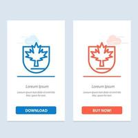 Sicherheitsblatt Kanada Schild blau und rot herunterladen und jetzt kaufen Web-Widget-Kartenvorlage vektor