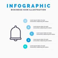 Warnklingel-Benachrichtigungs-Sound-Line-Symbol mit 5-Schritten-Präsentations-Infografik-Hintergrund vektor