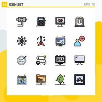 Aktienvektor-Icon-Pack mit 16 Zeilenzeichen und Symbolen für Rangkreis-Überwachungsglobus-Newsletter editierbare kreative Vektordesign-Elemente vektor