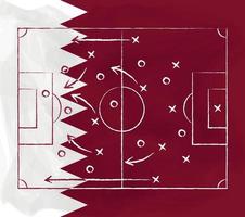 Panorama-Fußballflaggenhintergrund von Katar, Weltmeisterschaft 2022, Fußballtaktik - Vektor
