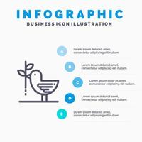 Vereinbarung Taube Freundschaft Harmonie Pazifismus Liniensymbol mit 5 Schritten Präsentation Infografiken Hintergrund vektor