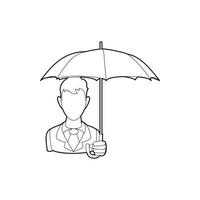 Geschäftsmann mit offenem Regenschirm-Symbol, Umrissstil vektor