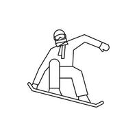 Snowboarder-Ikone, Umrissstil vektor
