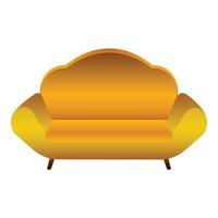 gul mjuk soffa ikon, tecknad serie stil vektor