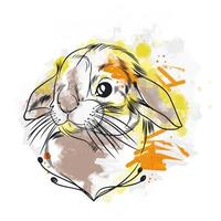 söt illustration av en grafisk kanin i värma färger vektor
