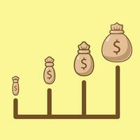 einfache karikaturillustration finanzdiagramm steigt. Unternehmenskonzept vektor