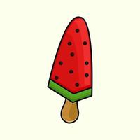 vattenmelon is grädde pinne vektor illustration. platt ikon
