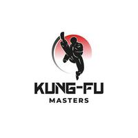 kung fu bemästra logotyp. man hoppar med sparkar bekämpa logotyp design mall vektor