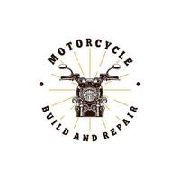 beställnings- motorcykel märka i årgång stil med inskrift och motorcykel. motorcykel eller cykel klubb med vit bakgrund isolerat vektor illustration logotyp design mall
