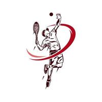 silhuett tennis spelare skjuta boll logotyp mall illustration. tennis smash mästerskap logotyp design mall vektor