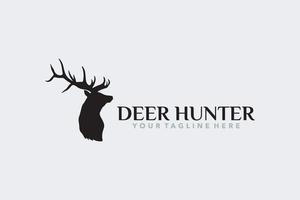 Deer Hunter Silhouette Logo-Design-Vorlage vektor
