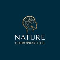 Naturkopf-Chiropraktik-Logo. Logo-Design-Vorlage für Neuronenpsychologie vektor