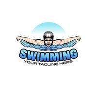 logotyp av en simmare. simning klubb eller simning skola logotyp design mall inspiration vektor