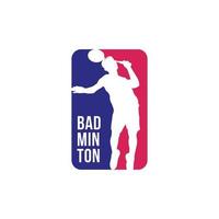 modern passionerad badminton spelare i verkan logotyp, kreativ badminton logotyp design mall vektor