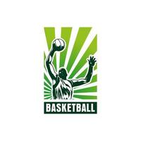 Slam Dunk-Basketball-Logo-Design-Illustration. Designvorlage für das Logo der Basketball-Meisterschaft vektor