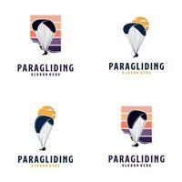 Sammlung von Logo-Designvorlagen für Paragliding-Bergabenteuer vektor