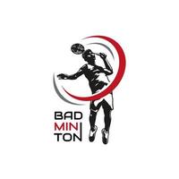 modern passionerad badminton spelare i verkan logotyp, kreativ badminton logotyp design mall vektor