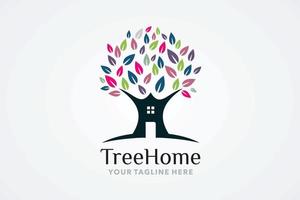 Baum-Home-Logo-Design-Vorlage vektor