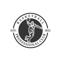 Basketball-Sport-Silhouette-Logo-Vektor-Vorlage. Silhouette eines Basketballspieler-Slam-Dunk-Vektors vektor