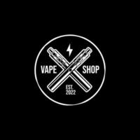 retro elektronisk cigaretter emblem logotyp design mall med mörk bakgrund vektor