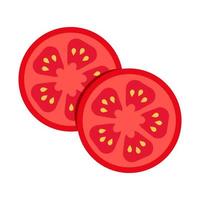 flaches Design der Tomatenscheibe lokalisiert auf weißem Hintergrund vektor