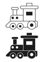 Schwarz-Weiß-Spielzeug Lokomotive Symbol flaches Design Vektor