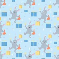 Kaninchen mit nahtlosem Muster der Weihnachtswunderkerzen vektor