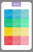 regnbåge ficka eller vägg vertikal kalender för 2023. 12 månader. vecka Start söndag. företags- design planerare mall. Färg vektor illustration