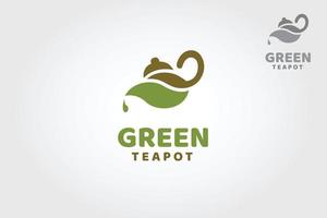 grüne Teekanne-Vektor-Logo-Vorlage. eine schöne trinkproduktbezogene Illustration, Logos oder Verpackungsdesigns, Öko-Community, Spa- und Wellnesscenter, Life Coach, Yoga-Kurs usw. vektor