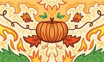herbstlicher vektorhintergrund mit kürbisdekoration lokalisiert. Symmetrische Illustrationszeichnung für Thanksgiving oder Herbstsaison-Hintergrund von Oktober bis November auf Website und Posterhintergrund. vektor
