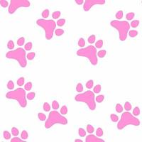 tassar sömlös mönster. djur- rättigheter dag. fyrkant söt djur- bakgrund med rosa katt eller hund tassar vektor