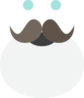 Schnurrbart-Hipster-Movember Santa trug einen flachen Farbsymbolvektor vektor