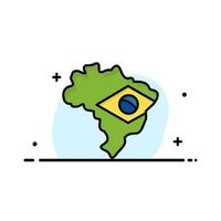 Karta flagga Brasilien företag platt linje fylld ikon vektor baner mall