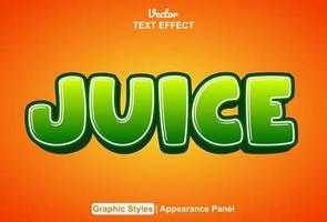 juice text effekt med grafisk stil och redigerbar. vektor