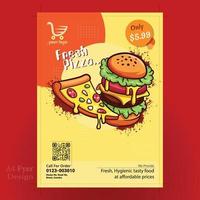 a4 pizza flygblad burger design mall vektor