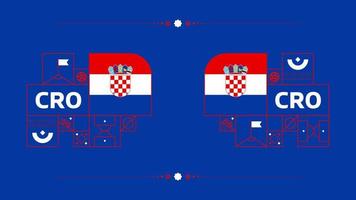 kroatische flagge für das fußballpokalturnier 2022. isolierte nationalmannschaftsflagge mit geometrischen elementen für 2022 fußball- oder fußballvektorillustration vektor