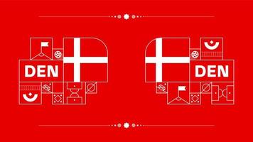 Danmark flagga för 2022 fotboll kopp turnering. isolerat nationell team flagga med geometrisk element för 2022 fotboll eller fotboll vektor illustration